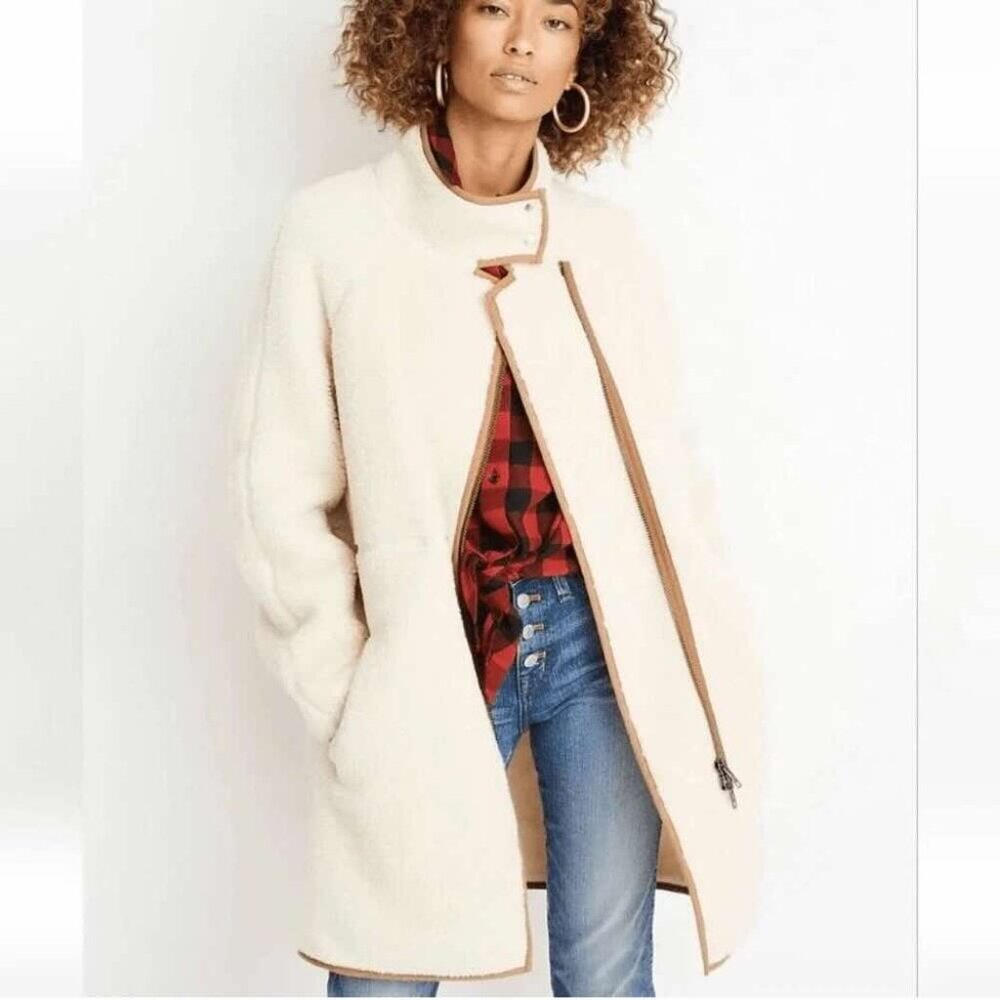 Madewell Sherpa Cocoon Coat Excellent Condition in Off-White, size S